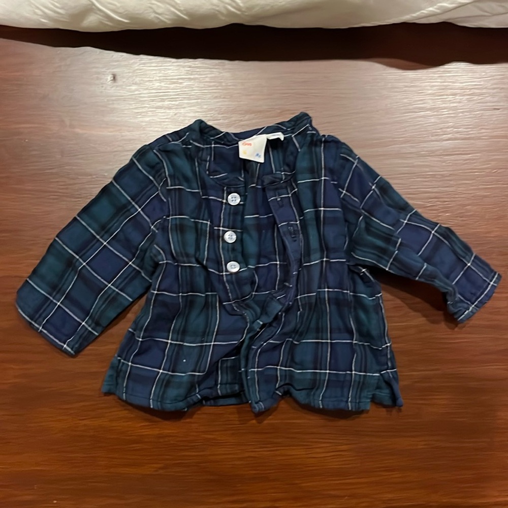 NWOT Oso & Me Lupo Shirt in Green Plaid 3 months